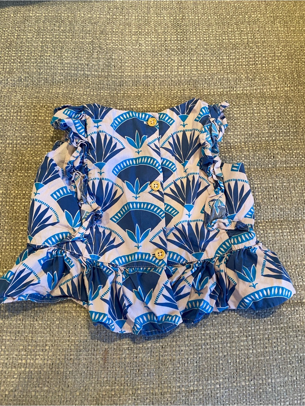 Blue Patterned Ruffle Kids Top - Picture 2 of 3